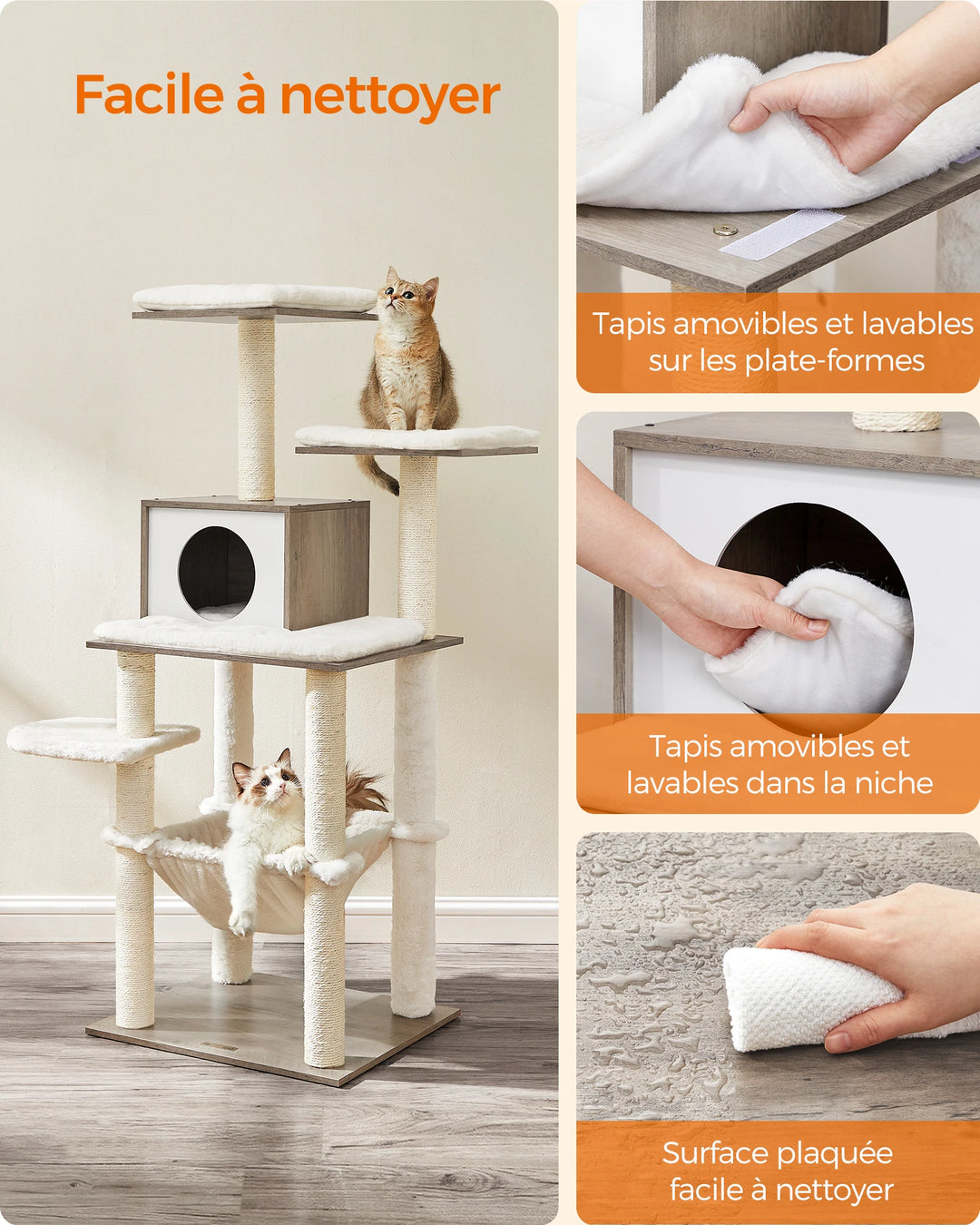 Árvore para gatos de 138 cm – Um refúgio suave para gatos sensíveis