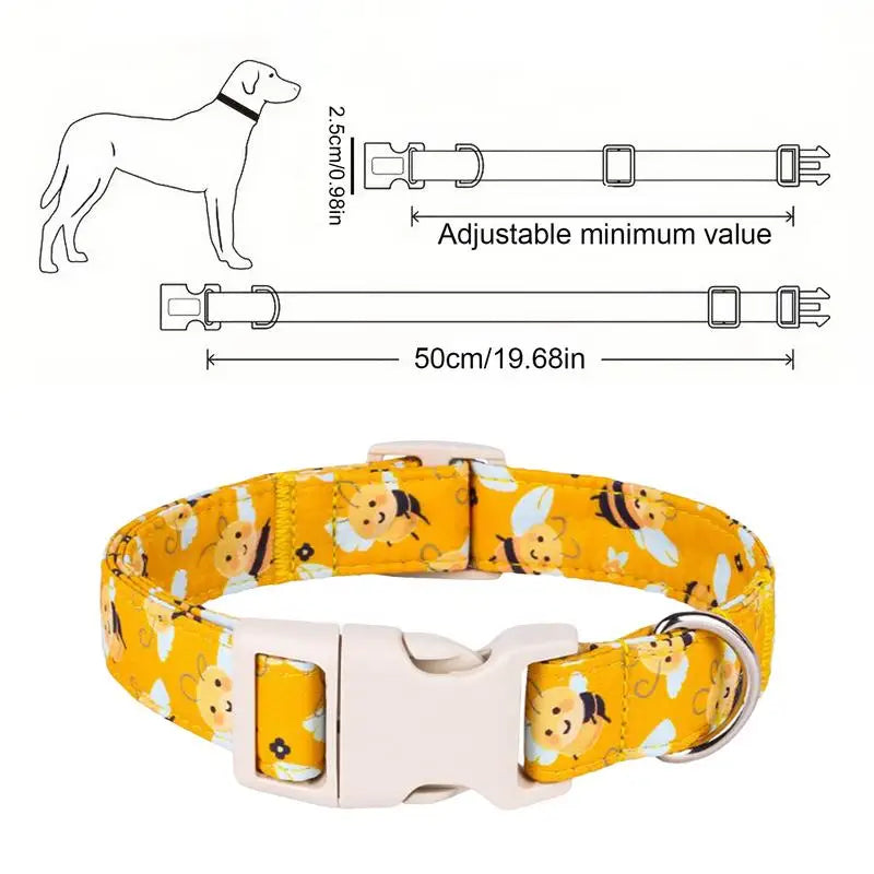 Coleira de algodão amarela para cachorro – Divertida, confortável e macia no pescoço