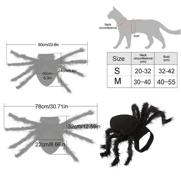 Fantasia de aranha de Halloween – para gato, filhote ou cachorro pequeno