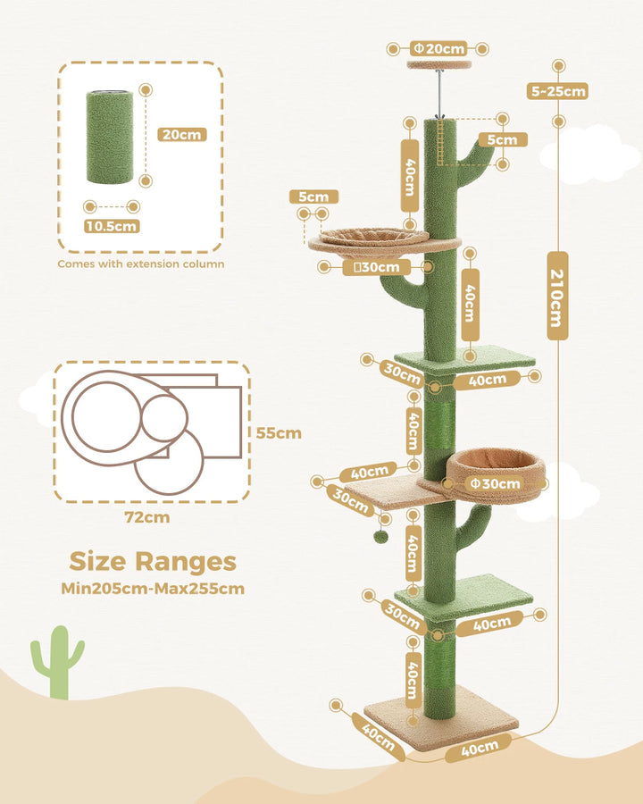 Árvore para gatos Cactus – 5 níveis, rede e estilo deslumbrante