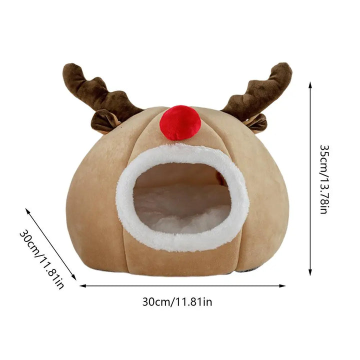 Cama de Natal para gatos em formato de tenda, macia e mágica