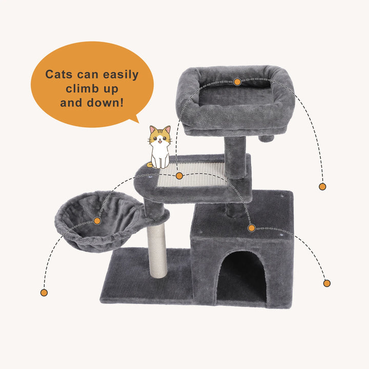 Torre para gatos 80 cm – O abrigo para gatinhos fofinhos e brincalhões