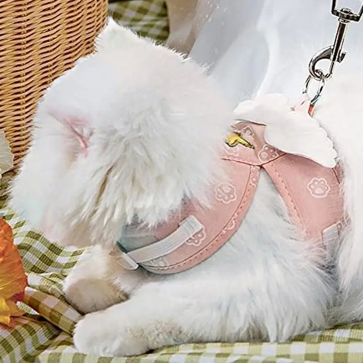 Arnês para gatinhos com asas de anjo macias e respiráveis