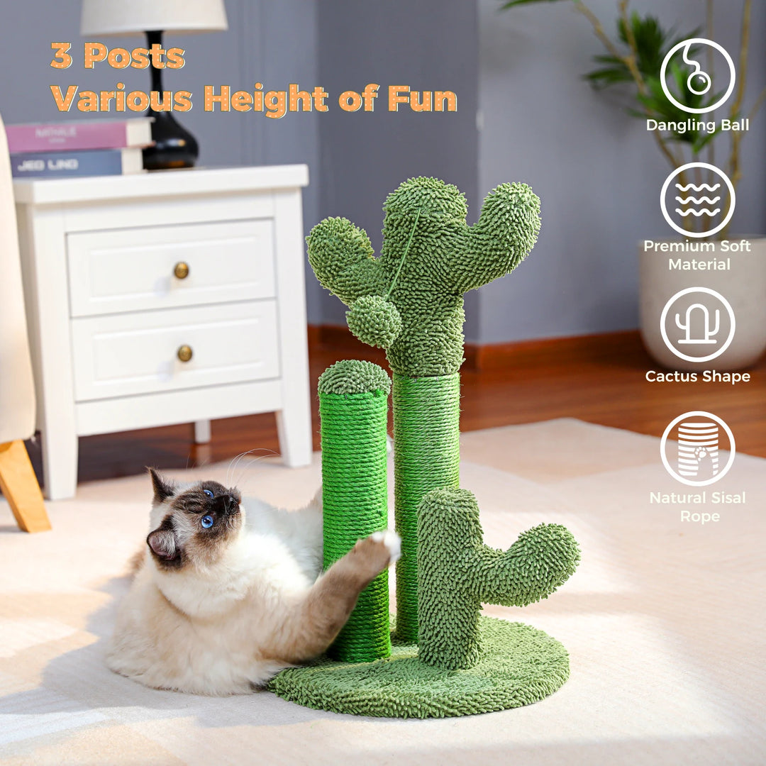 Arranhador de gato em forma de cacto que canaliza instinto com estilo